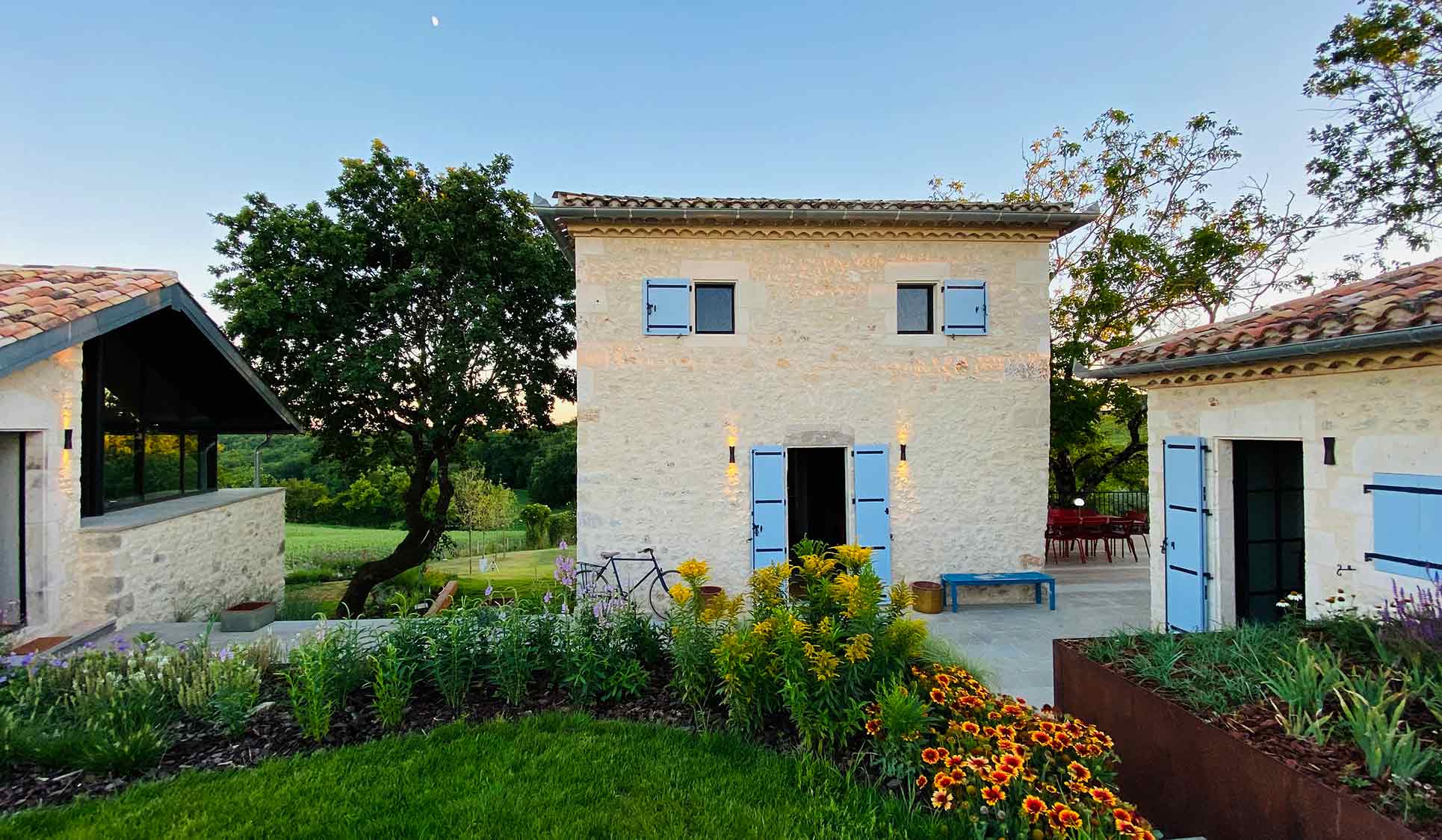 Respecting Local Vernacular: While the interiors of the Atelier, Main House, and Cottage were improved with new modern finishes, enlarged openings for improved natural daylight, and higher roofs, the exteriors were fully restored through traditional methods. Sustainable, Solar Energy, Net-Positive