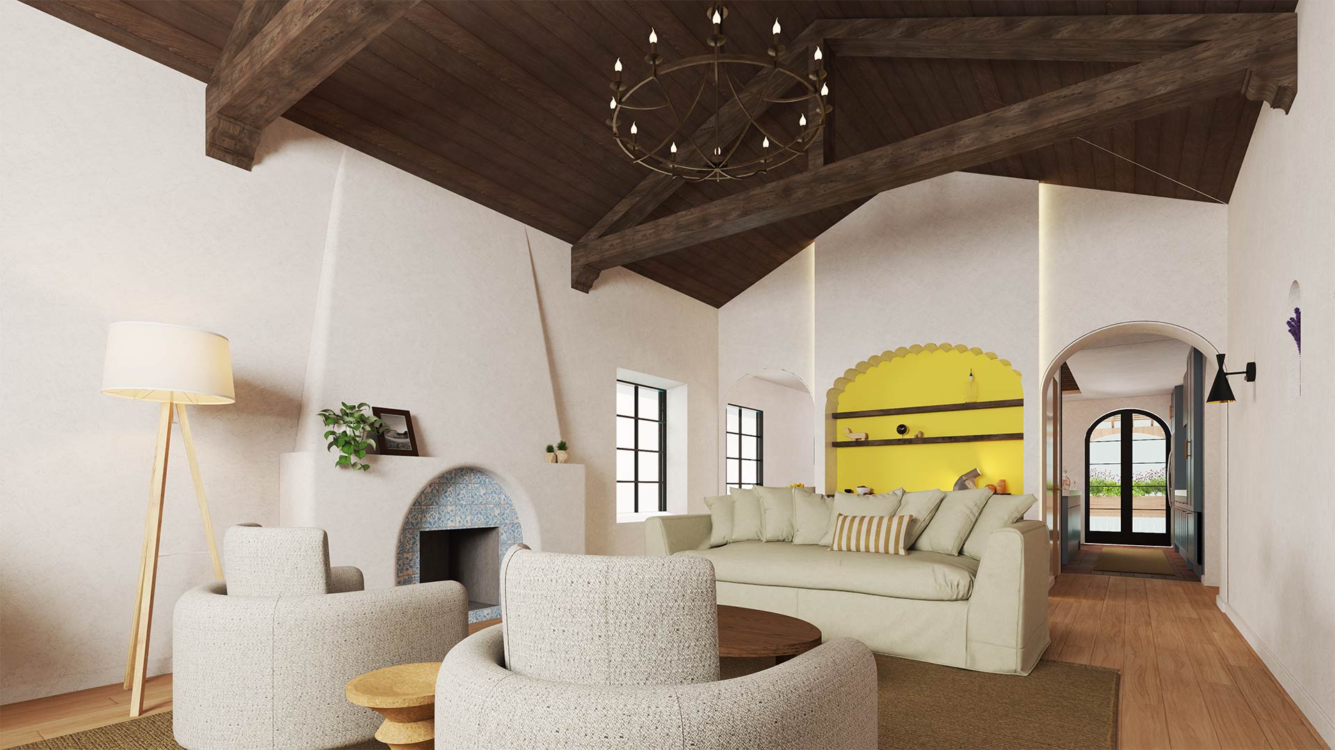 Restored Spanish-style Sacramento duplex with modern design and natural lighting